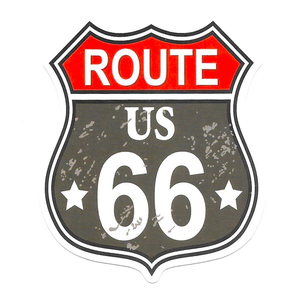 Route 66 Vinyl Sticker Vintage US Highway Shield Distressed Americana Road Trip