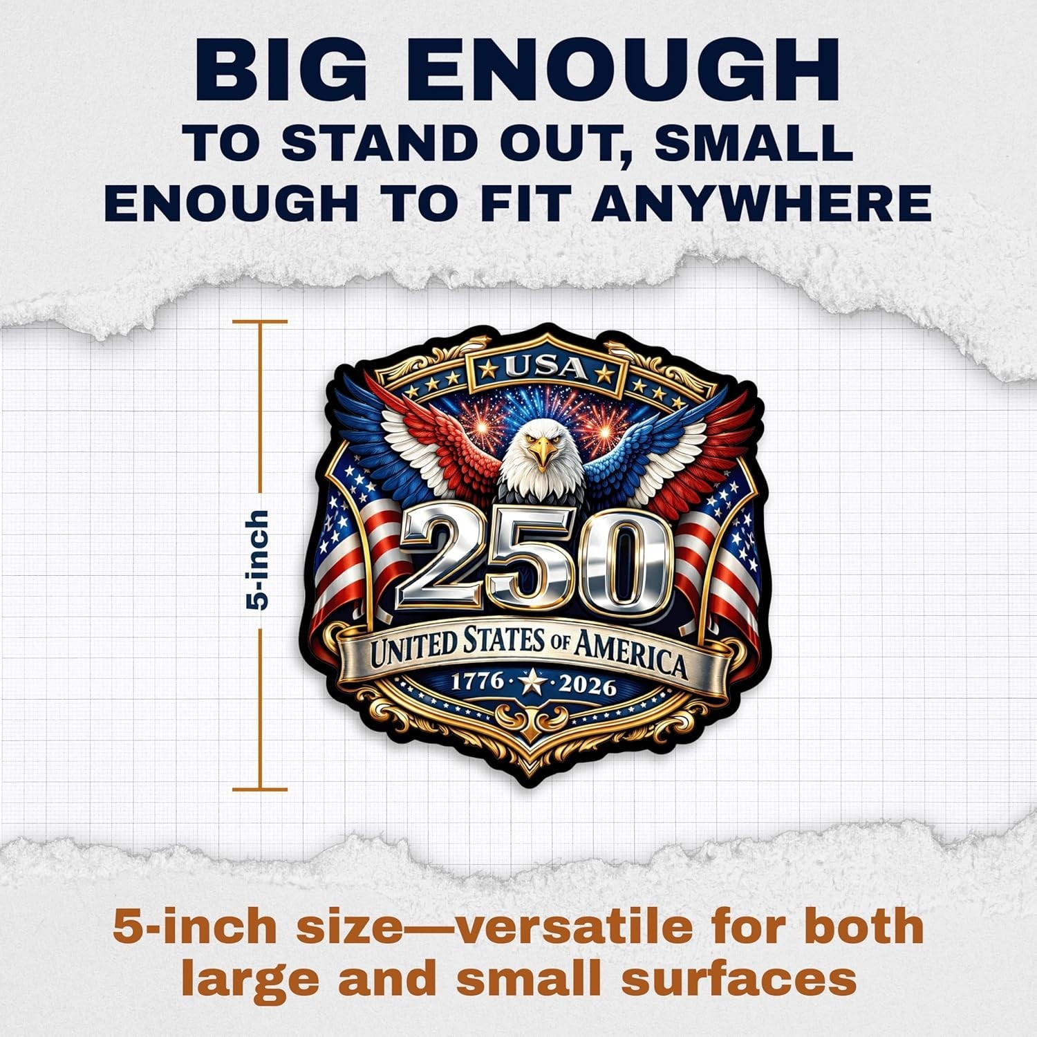 Durable 250 Anniversary Vinyl Stickers – American Flag 2-Pack for Laptops