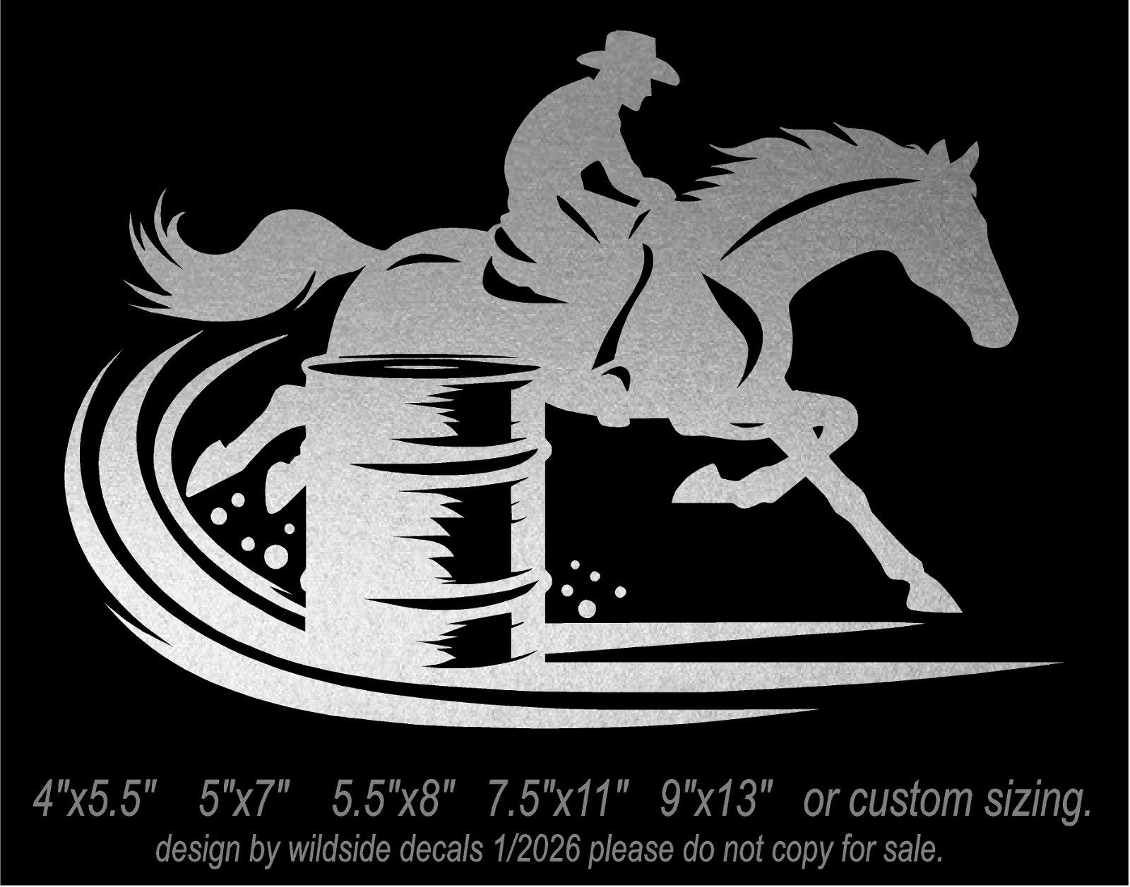 Male Barrel Racer Vinyl Decal car window horse trailer sticker