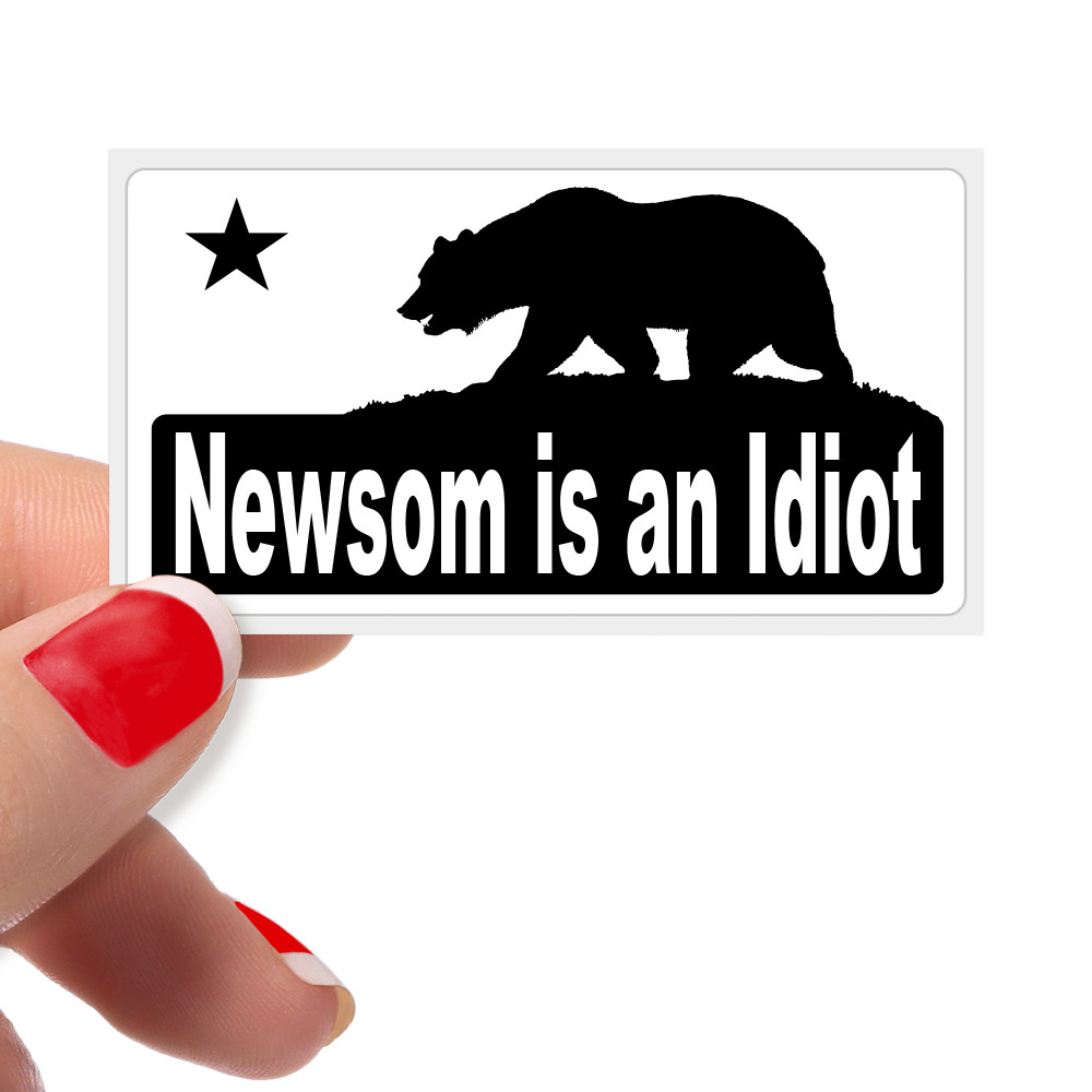 "Newsom Is An Idiot" Bulk Protest Stickers California State Governor Sucks