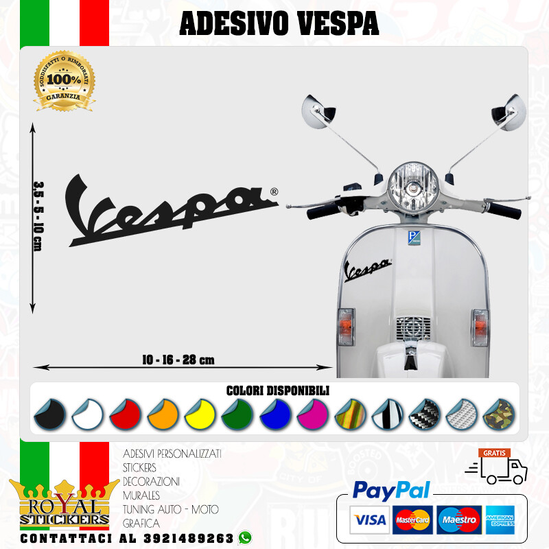 VINTAGE VESPA LOGO STICKER FOR HELMET FAIRING 6 DAYS VESPA 80s various col.
