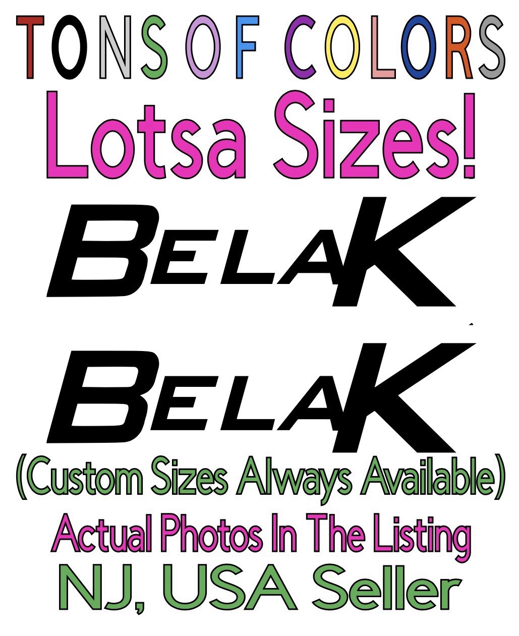 Belak Logo Die Cut Vinyl Decal Many Sizes/50+ Colors Auto Industries Rims