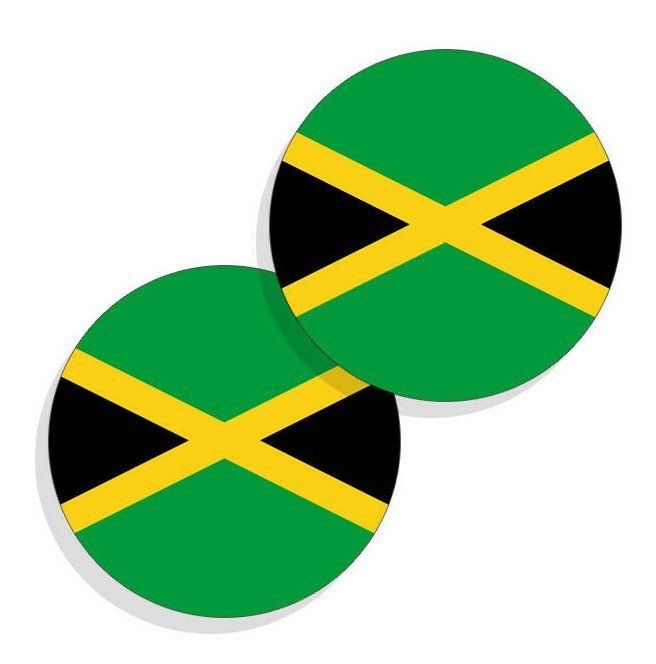 Jamaica Flag Stickers Flag Decals Vinyl Round Indoor Outdoor Circles 4 pack