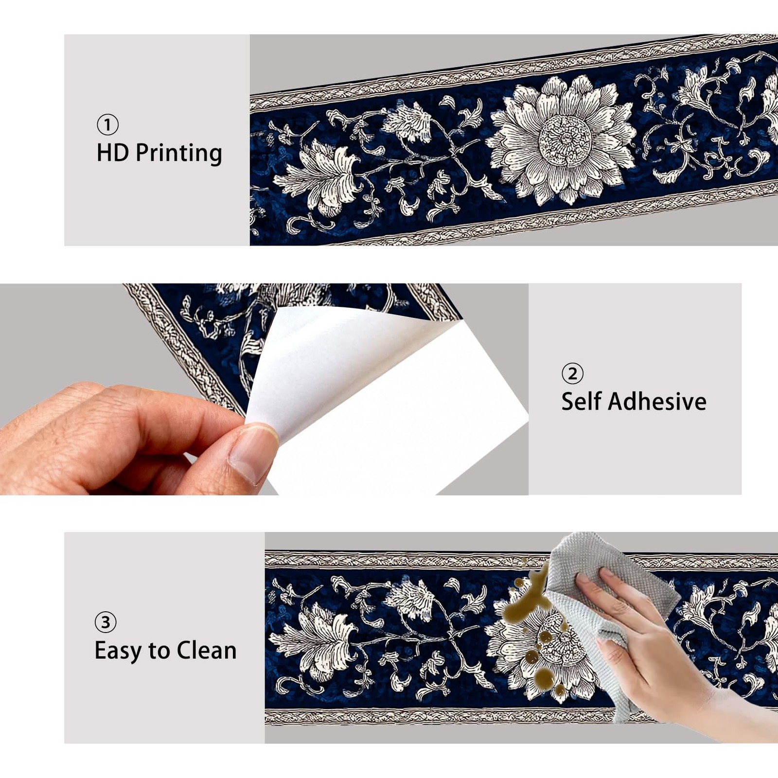 Nuxovilar Wallpaper Border Peel and Stick, Vintage 3.9" x 196.9", LU08537