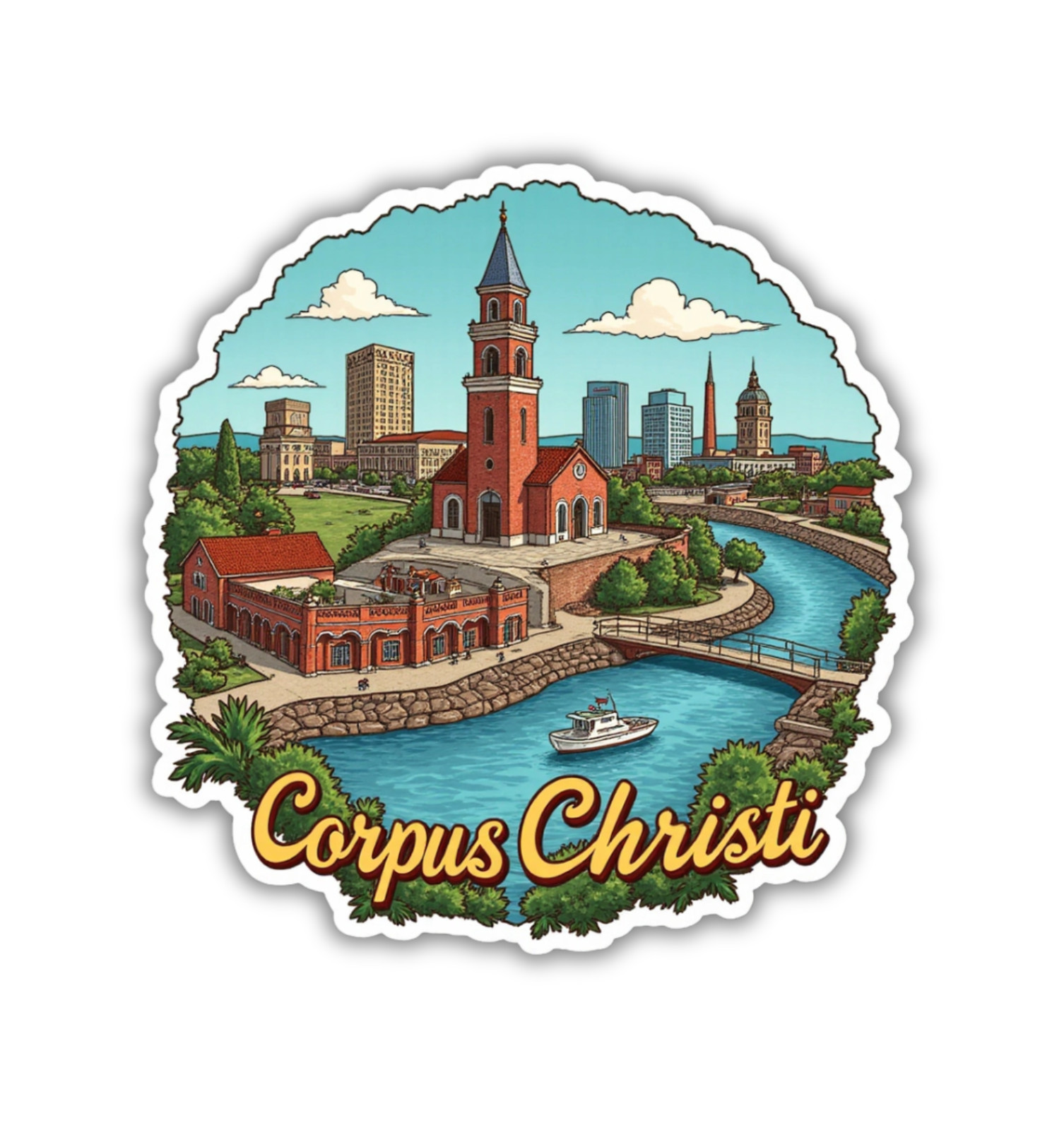 Corpus Christi Texas Fridge Magnet or Laptop Sticker