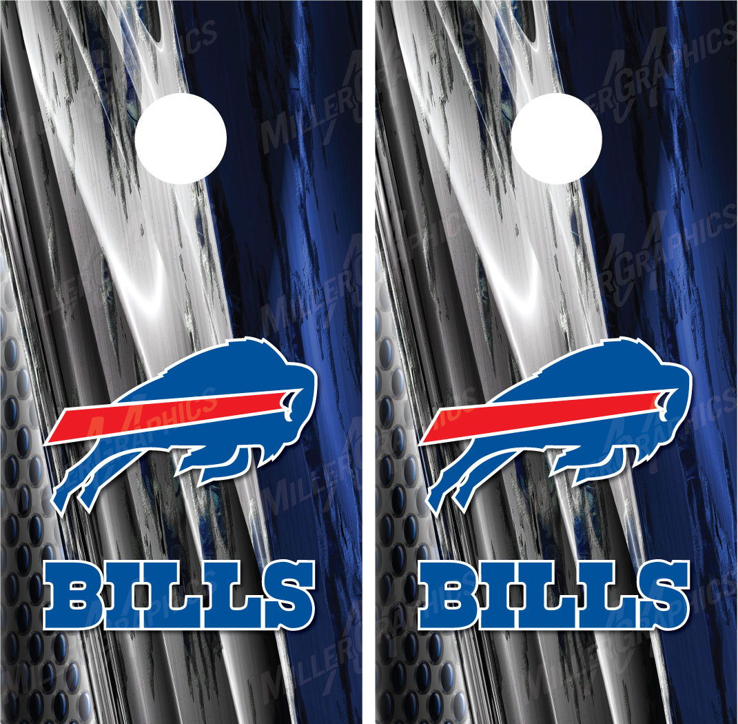 Buffalo Bills Ripped Metal Cornhole Board Decal Wrap Wraps