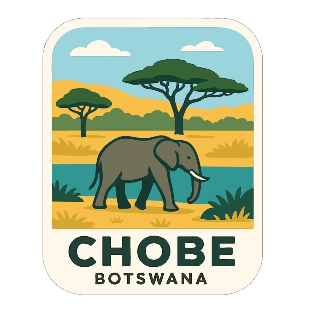 Chobe Botswana Iron On Heat Transfer Vinyl HTV Die-Cut World National Parks