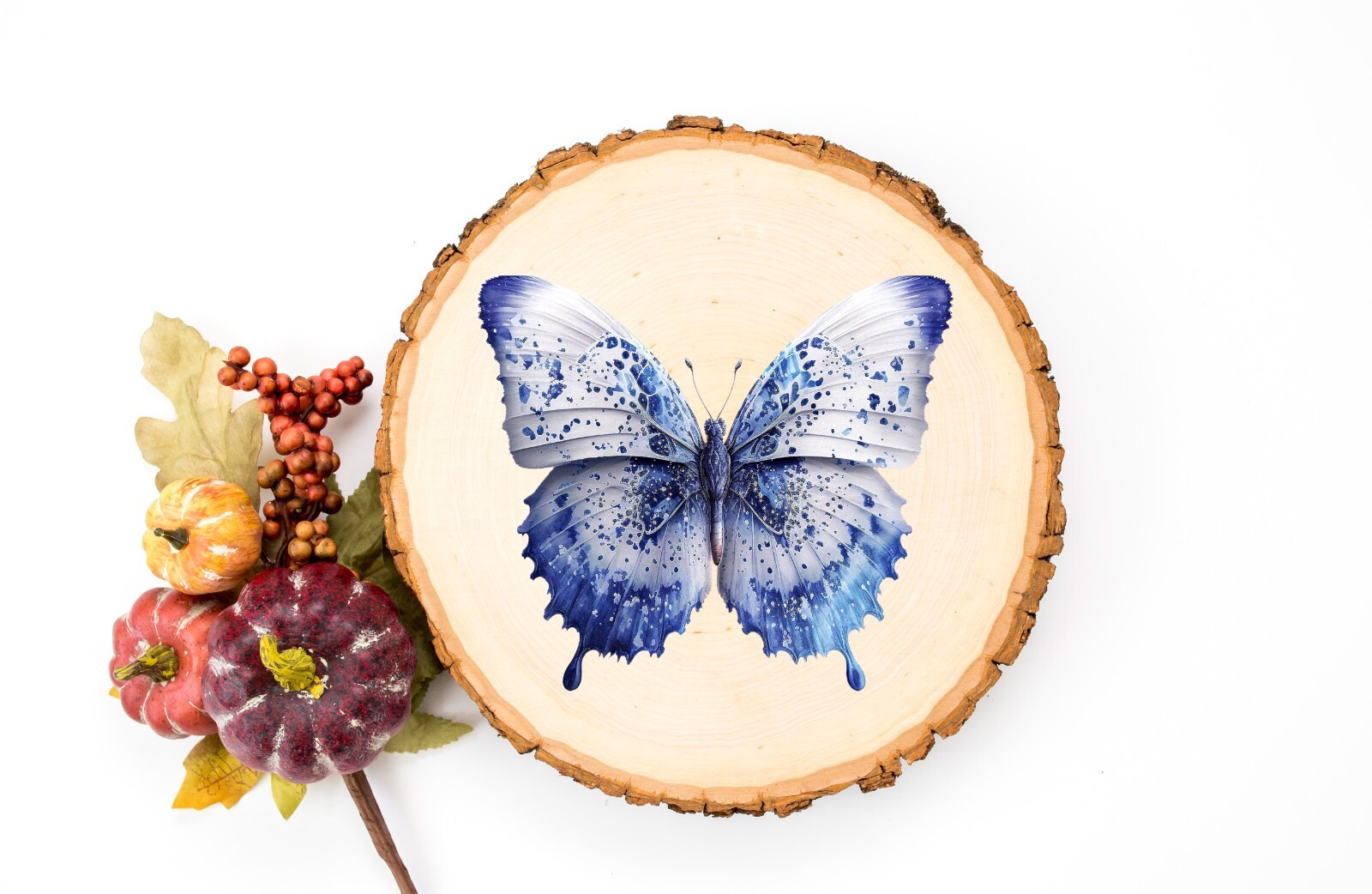 Blue and White Butterfly UV DTF Transparent Sticker / Decal