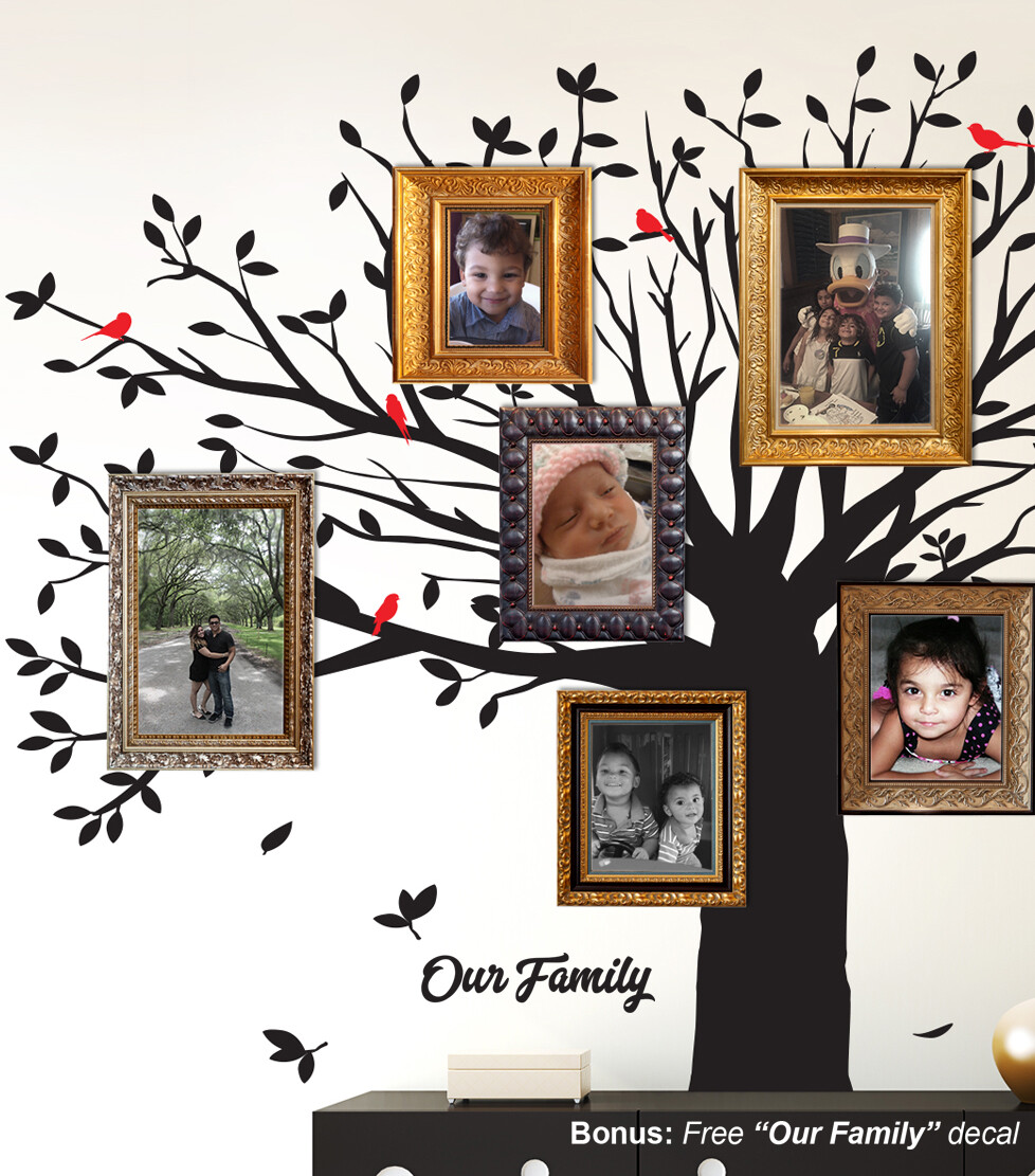 Large Family Tree w/ Birds Wall Decal Sticker by Stickerbrand. Living Room #6087