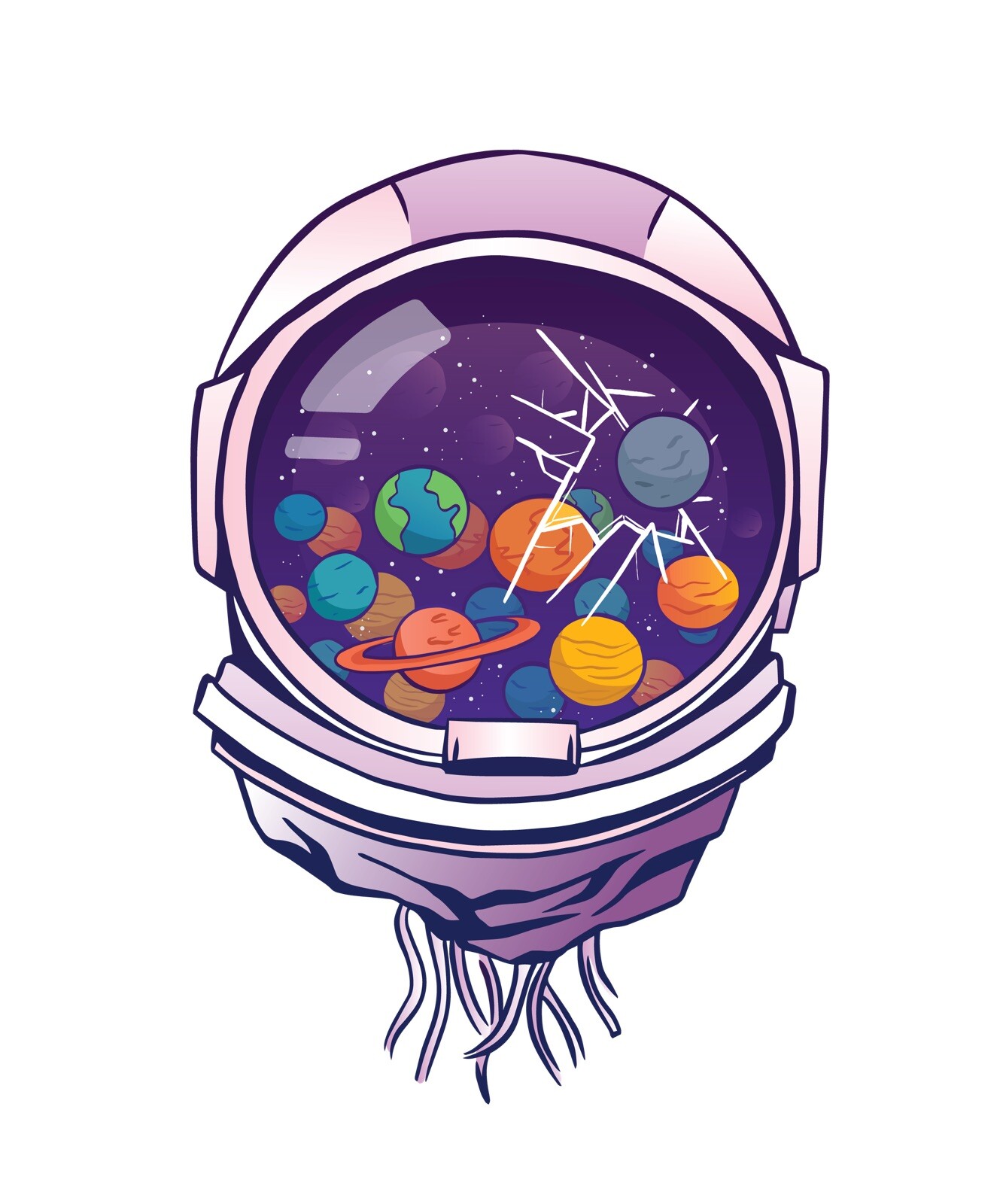 3” Astronaut Helmet Sticker Spaceman Planets Space Galaxy Solar System Head