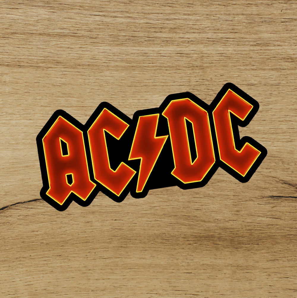 ACDC Neon Fan Art Premium Vinyl Sticker 3.5in Decal Wall Heavy Metal Rock Music