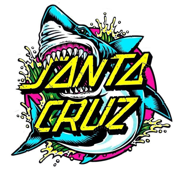 Santa Cruz Shark Vinyl Sticker Decal Skate Surf Retro 5×5 Waterproof