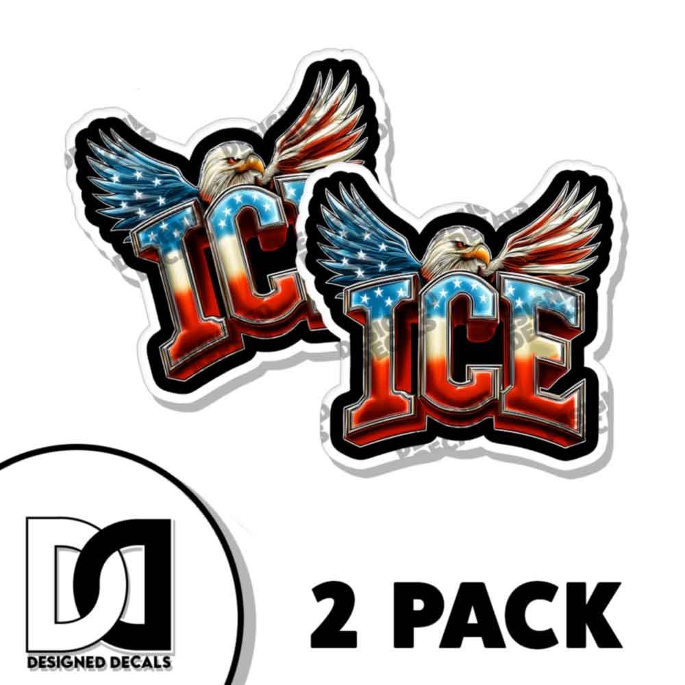 ICE IMMIGRATION – I Stand With ICE SUPPORT USA AMERICA Sticker 2 PACK