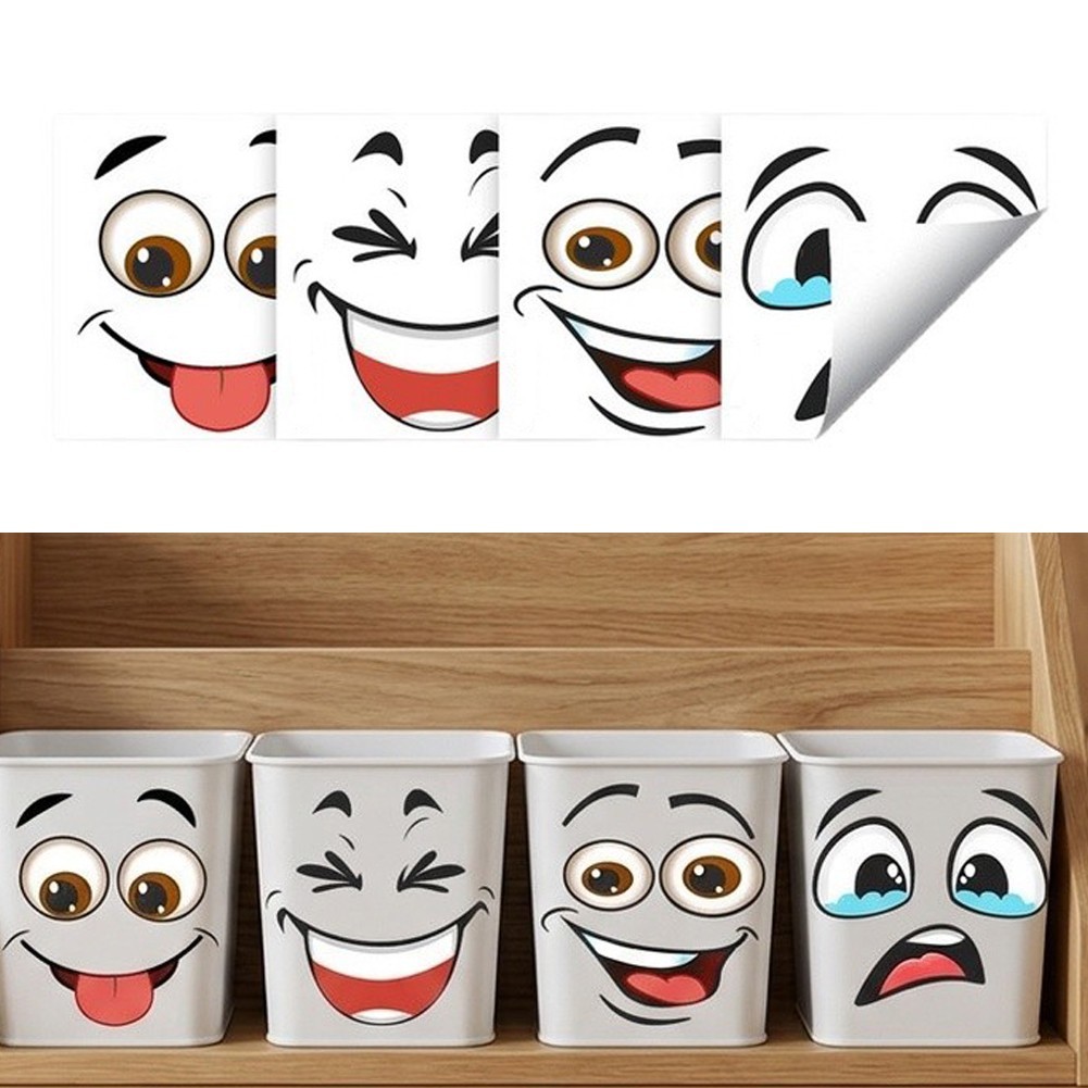 Fun Emoticon Vinyl Stickers for Wheelie Bins 15×32 Inch For Trash Can Decor