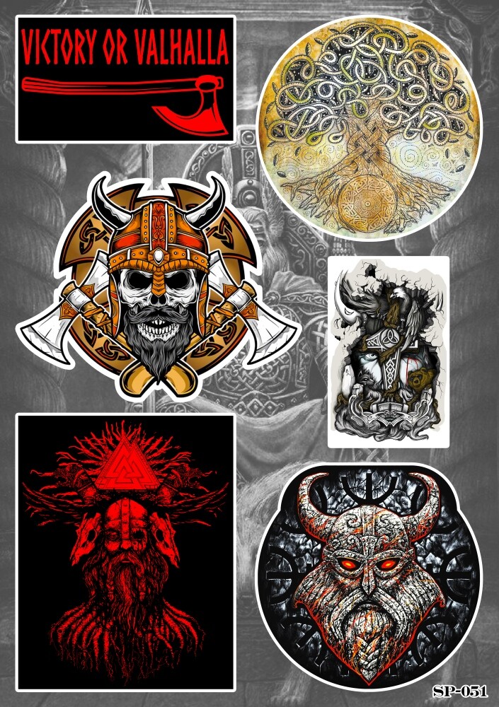 Viking Symbols Sticker Pack | Victory Or Valhalla Tree Of Life Warrior Valknut