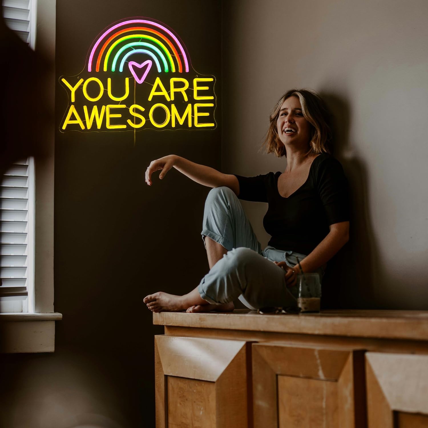 You Are Awesome Neon Sign USB Power Led Rainbow Light Up Sign for Wall Decor …