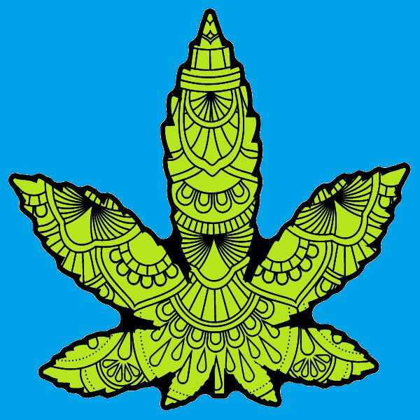 Green Tribal Weed Leaf Cannabis Sticker Weatherproof Vinyl UV Boho Laptop Art