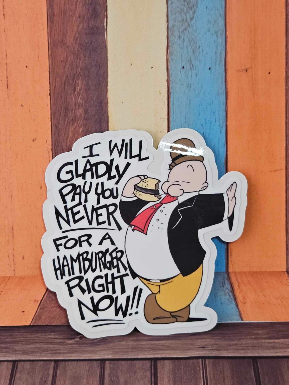 Set 3 Popeye Classic and Wimpy Hamburger Nostalgic Laminated Laptop Stickers