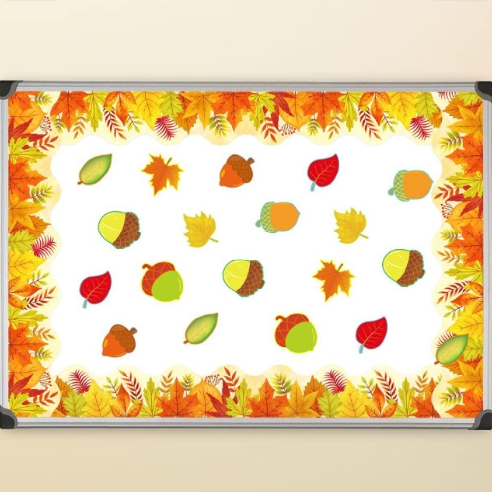Yellow Paper Maple Leaf Stickers for Office Study Space Decoration 10 Meters