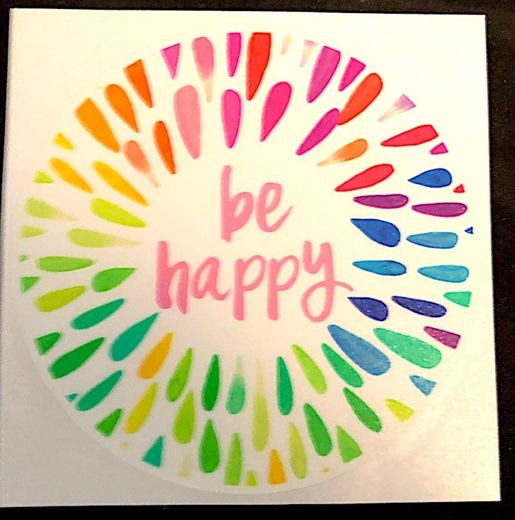 4 in. Vinyl DECAL / STICKER: Be Happy Rainbow Colors Raindrops 4" Indoor/Outdoor