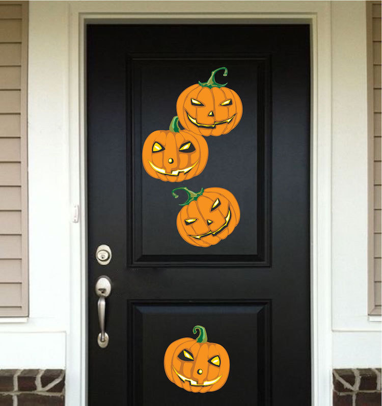 Halloween Pumpkin Wall Decals Wallpaper Scary Seasonal Decorations Vinyl, h05
