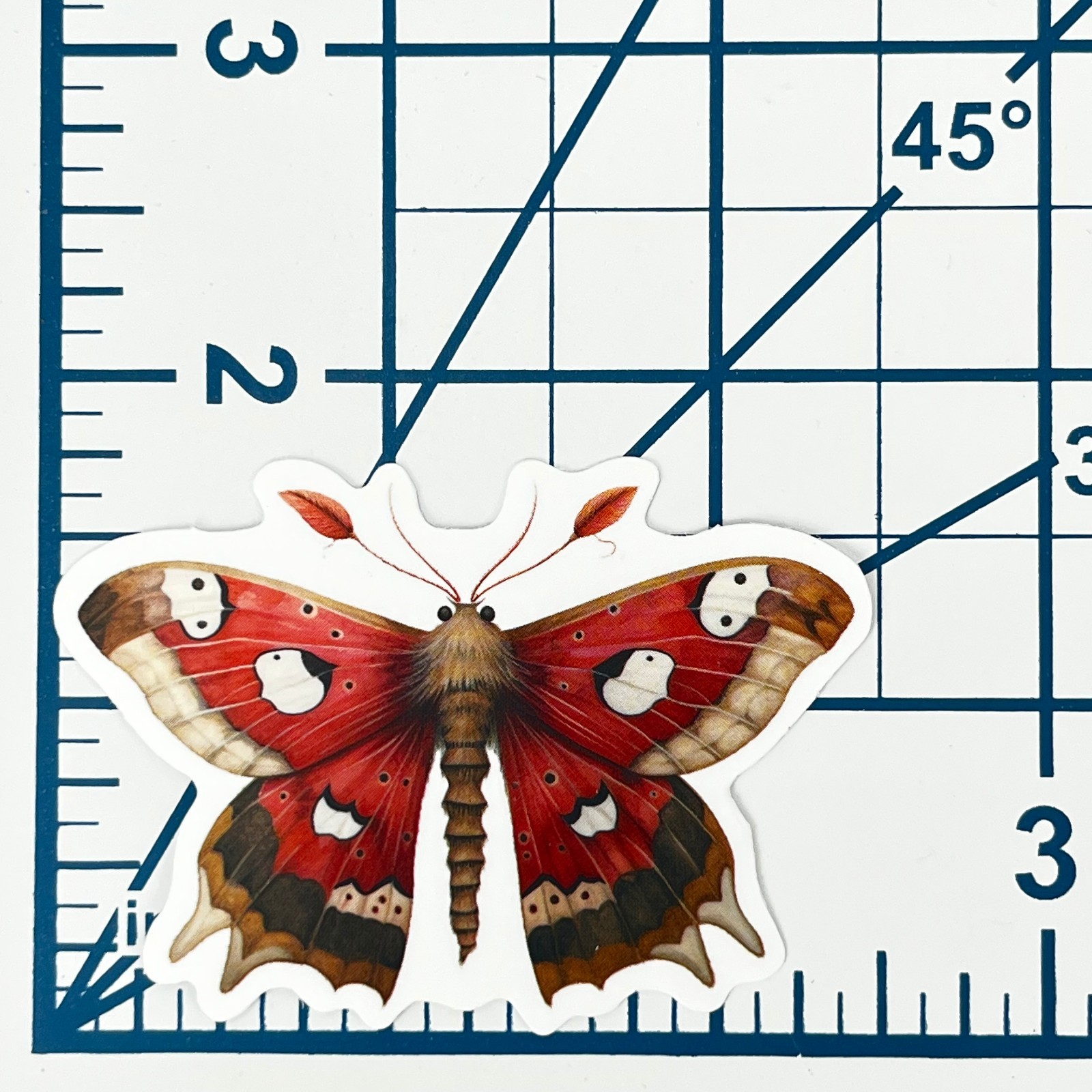 Crimson Peacock Butterfly Vinyl Sticker Vintage Red Insect Journal Laptop Art