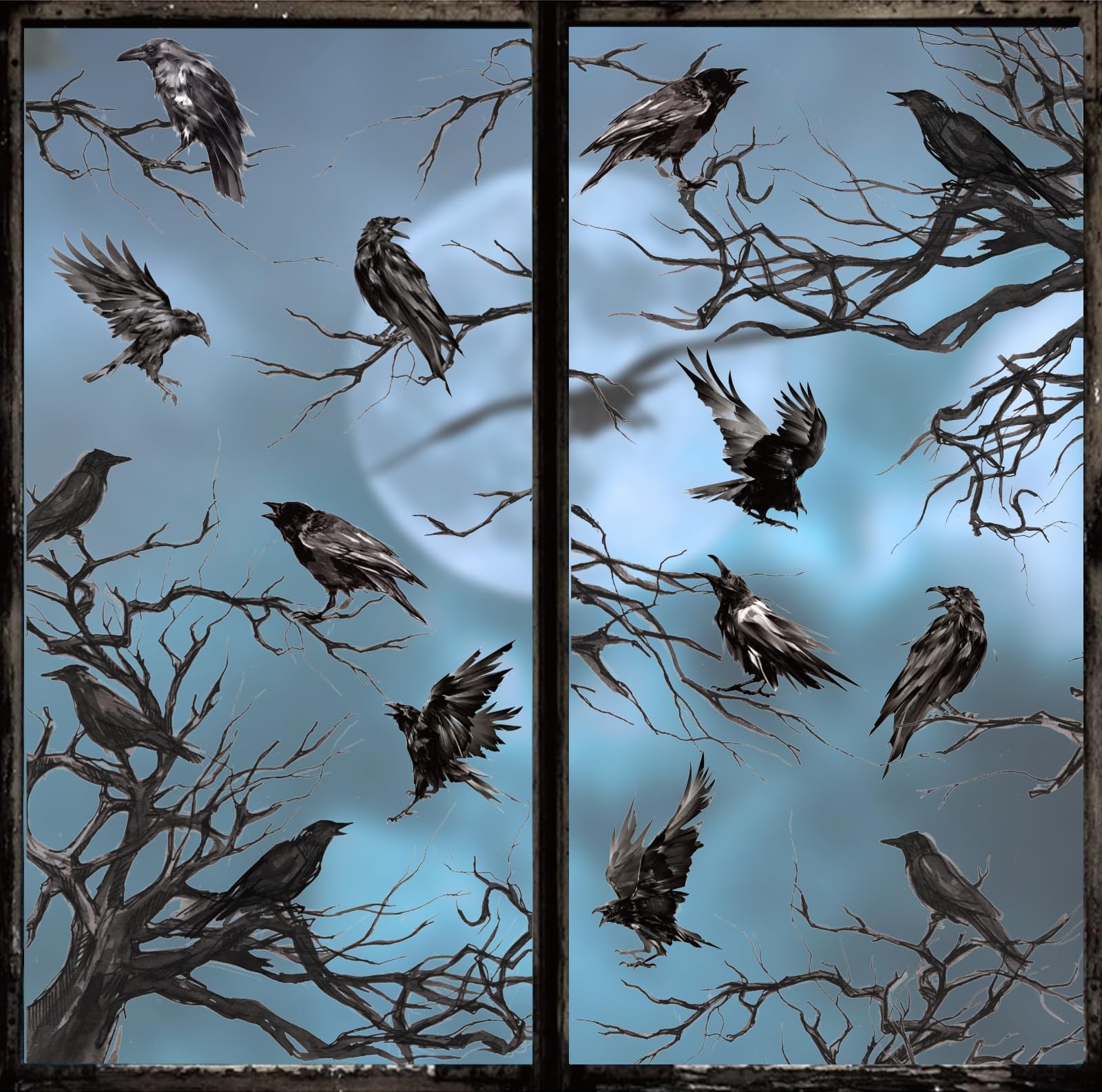 JarThenaAMCS Halloween Crow Window Cling Stickers 11.8 x 14.5 inch, Black
