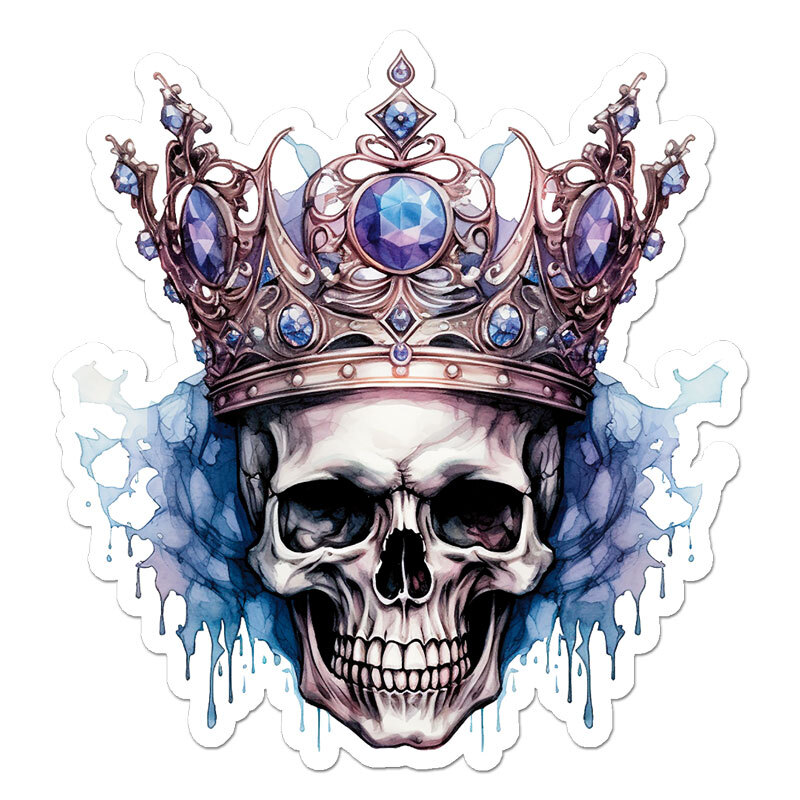 Skull King Crown Queen, Vinyl Decal Sticker, Indoor Outdoor, 3 Sizes, #11590