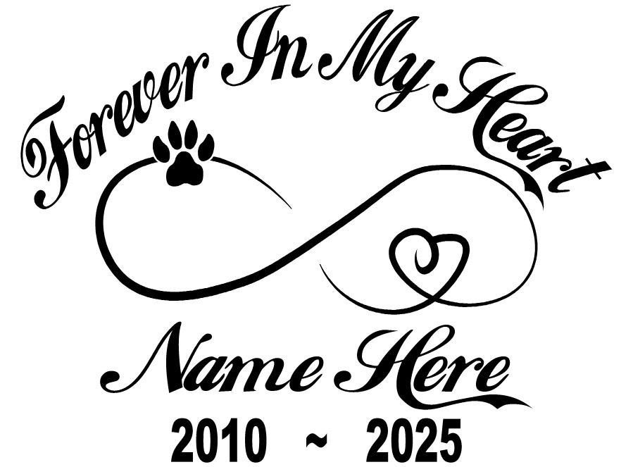 Pet Memorial Decal Personalized Dog Paw Print Forever Loved Vinyl Sticker #03