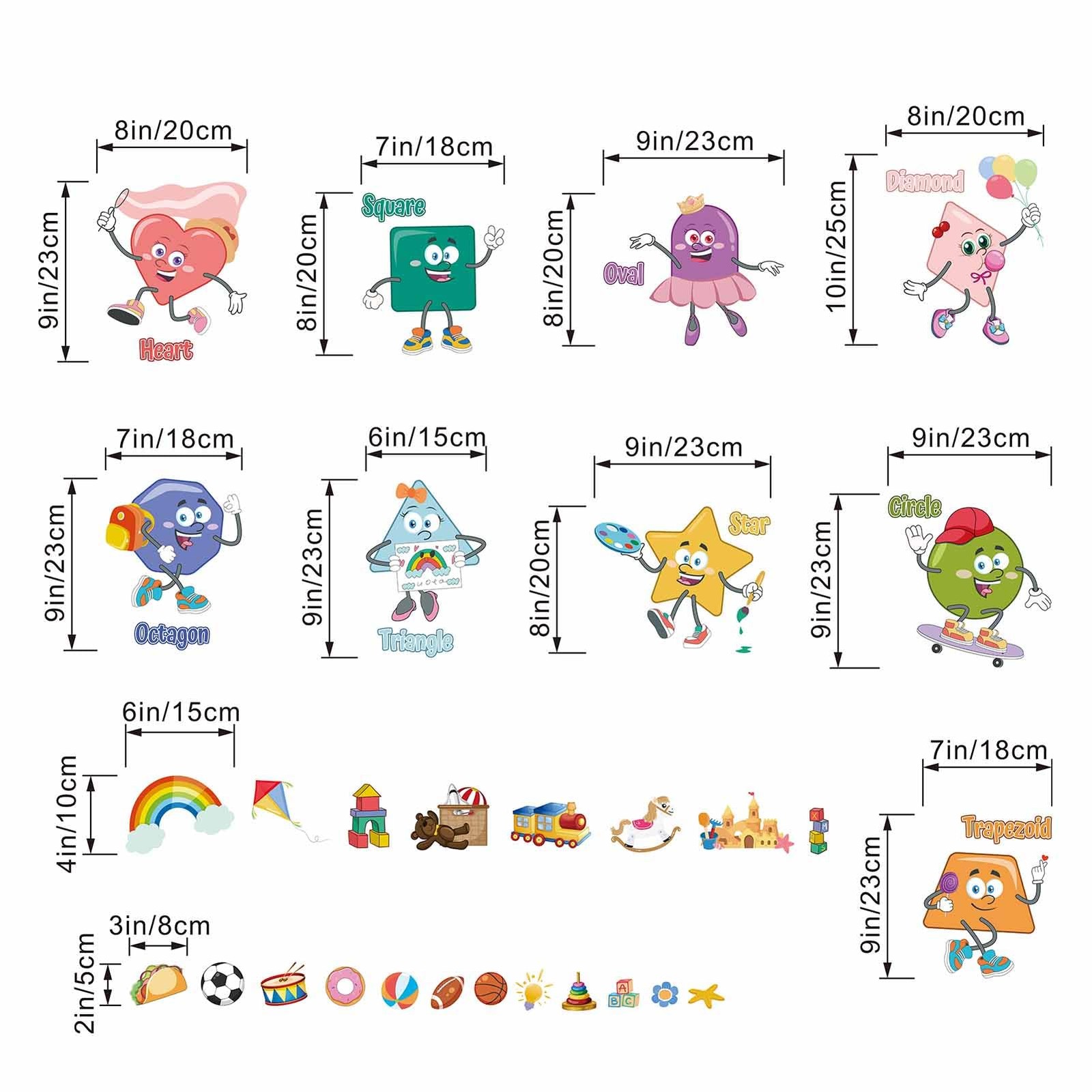 Shapes Educational Wall Decals – Enlighten Learning Geometry Wall Stickers – …