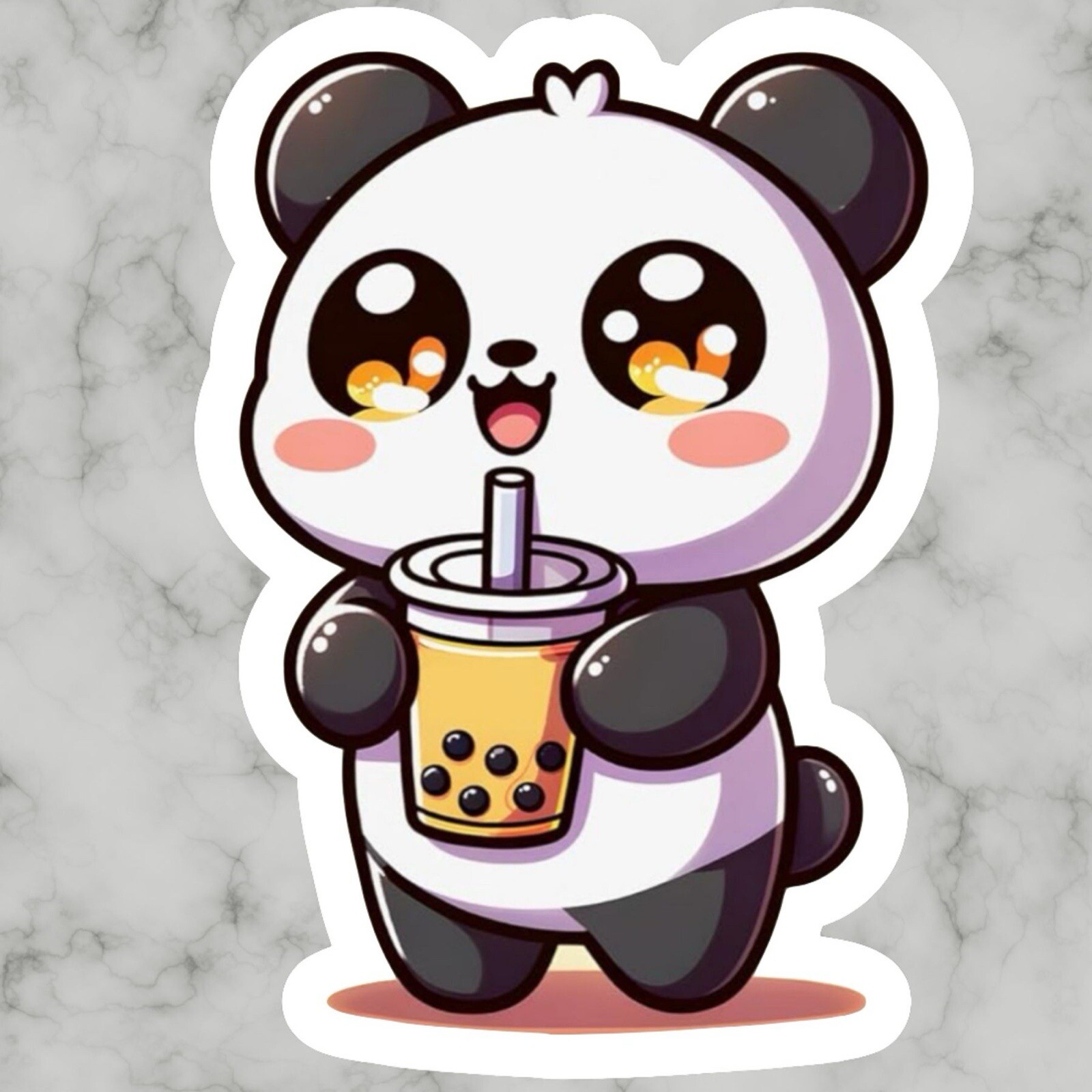 Kawaii Cute Panda Boba, Bubble Tea Drink Adorable Glossy Vinyl sticker, Decal