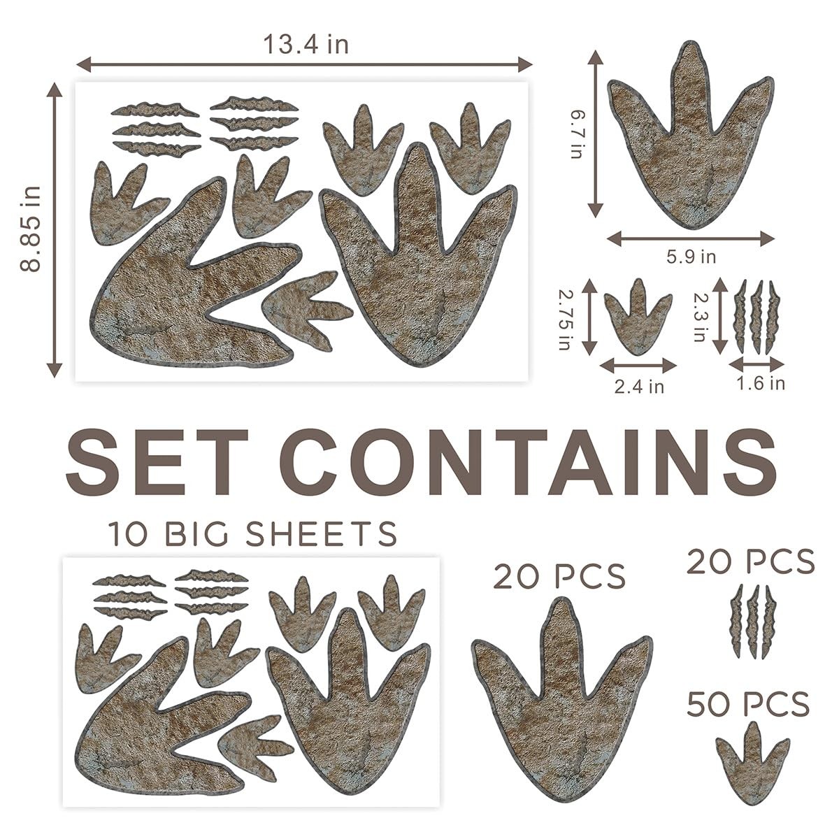 90 Pieces Dinosaur Decor Dinosaur Footprints Floor Decals Peel and Stick Track