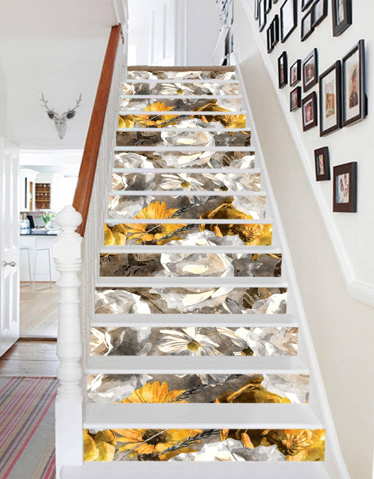 3D Yellow White Petals AZ451 Stair Risers Decoration Mural Vinyl Wallpaper Kay