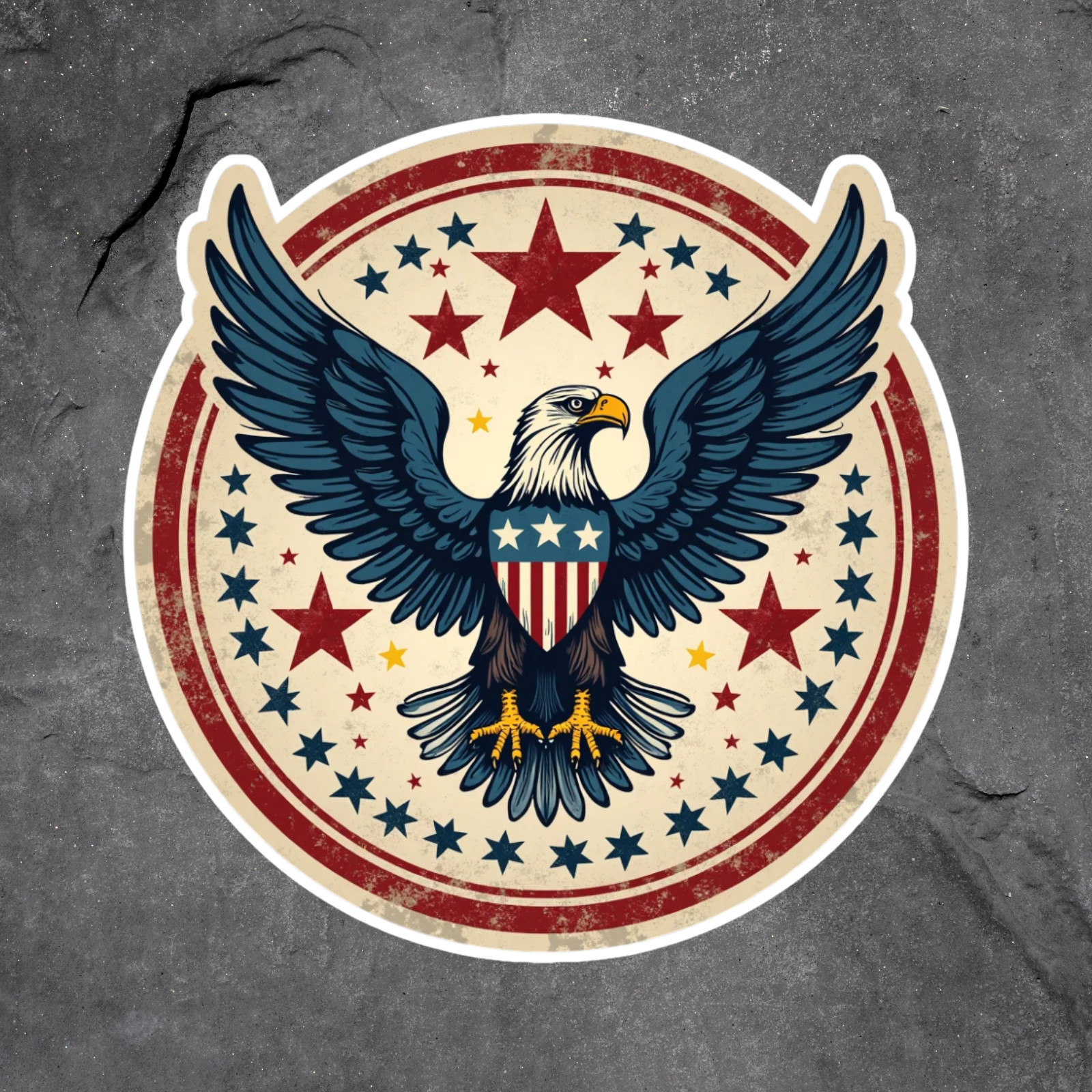 Eagle sticker vinyl decal patriotic bald eagle shield stars circle usa design