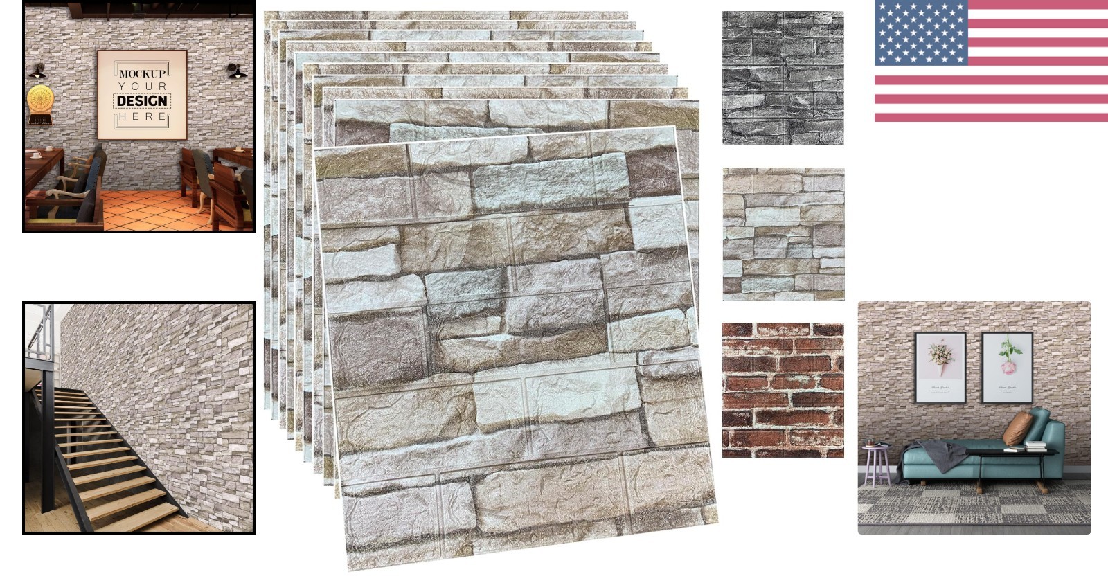 10PCS 3D Wall Panels Peel and Stick Foam 3D Brick Wallpaper Peel and Stick Fa…