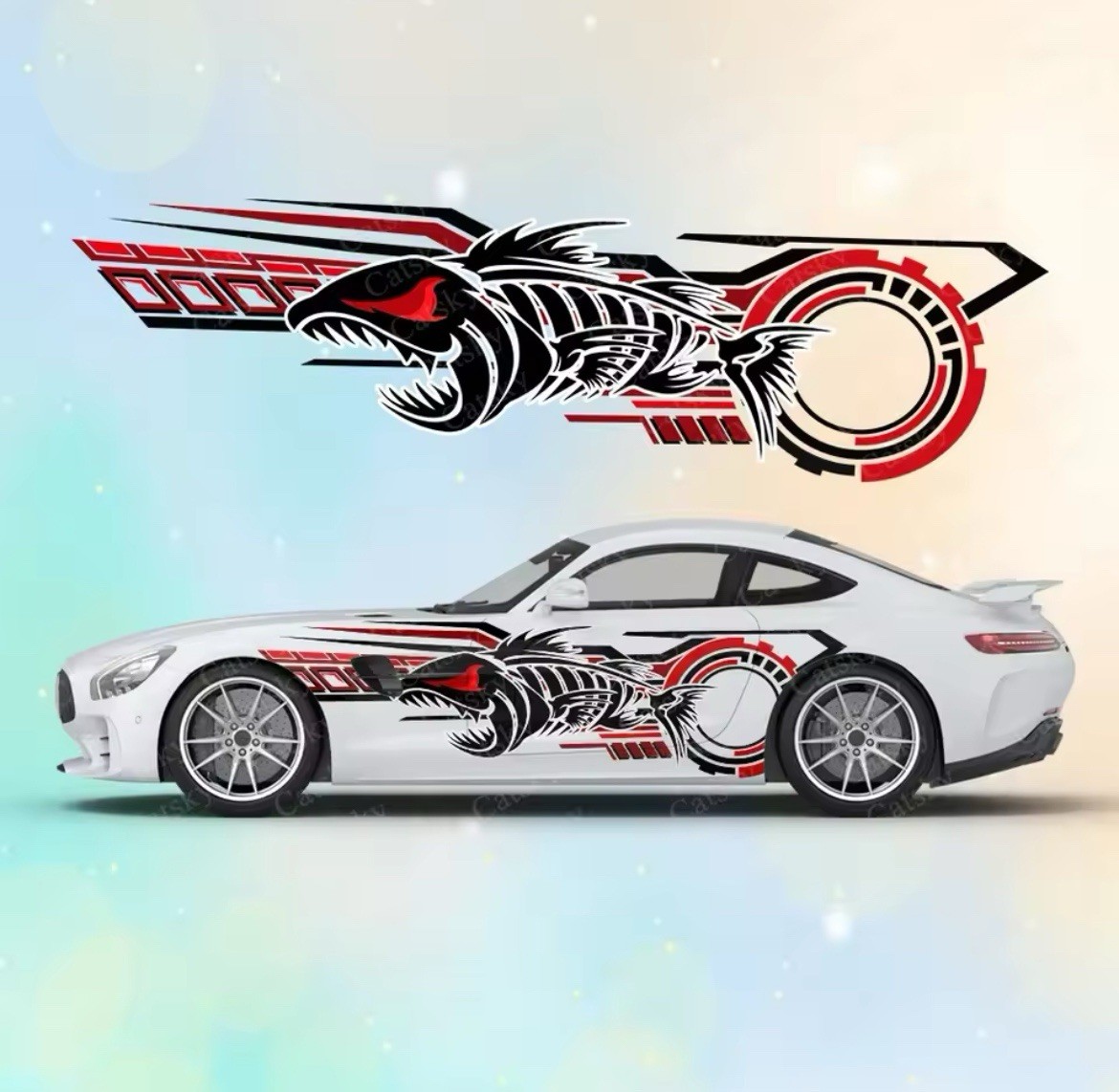 Set of 2 Skeleton Fish Bone Sticker Decal Car Window Boat Fishing – Both Sides