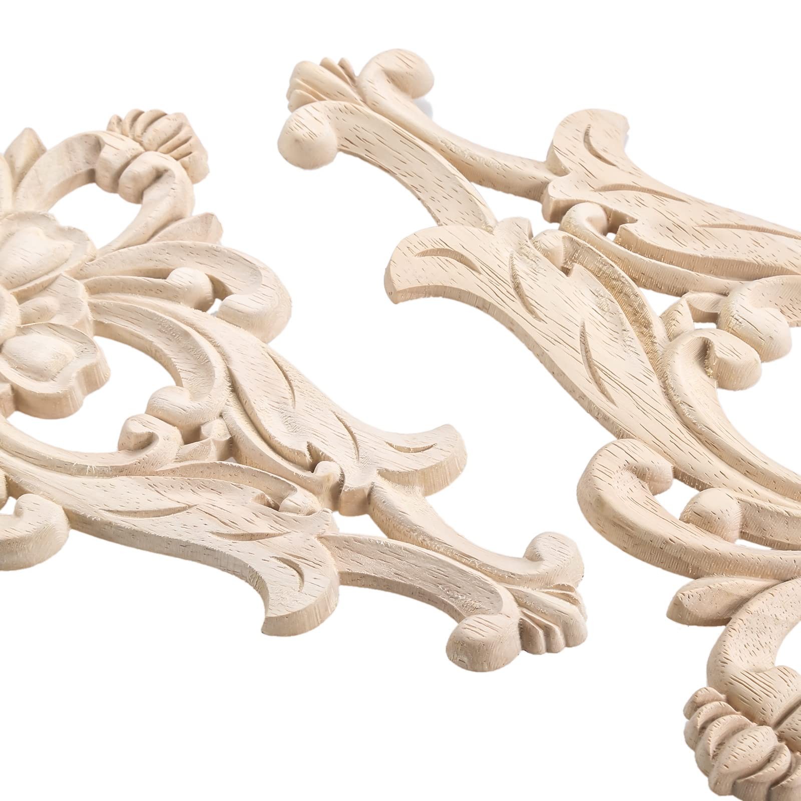 Wood Carved Appliques Furniture Decorative Onlays, 1Pc Unpainted DIY Center C…