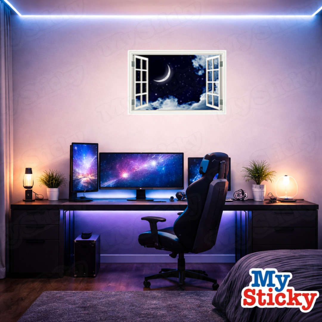 Full Colour NIGHT SKY MOON Dream wall art sticker decal transfer Graphic WSD396