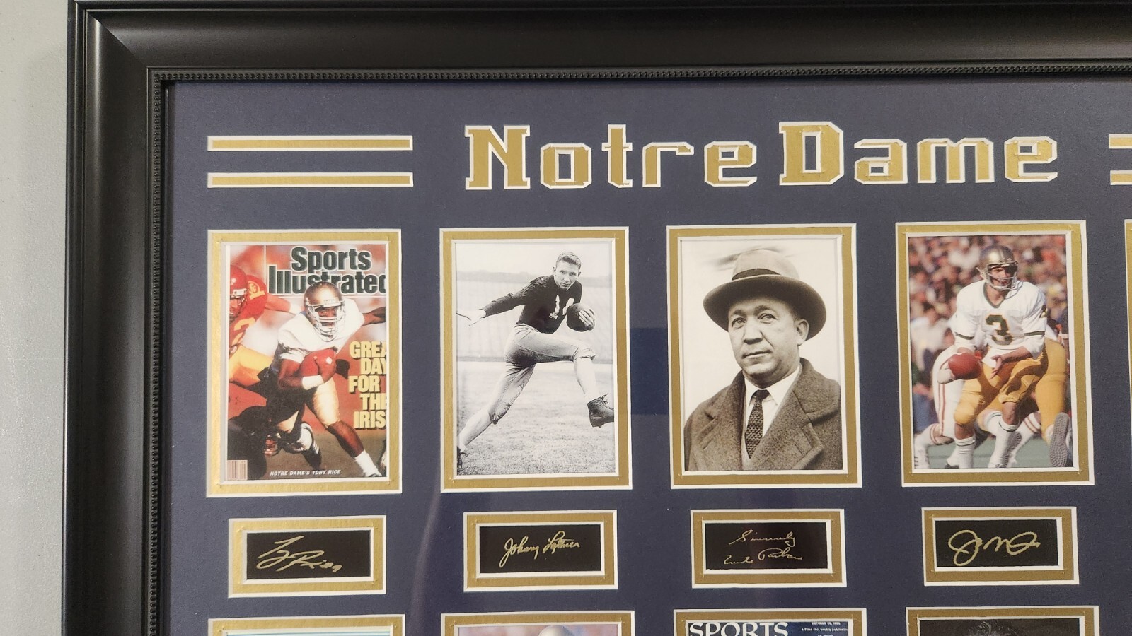 PRICE REDUCED – Notre Dame laser-etched auto wall decor (featuring Irish greats)