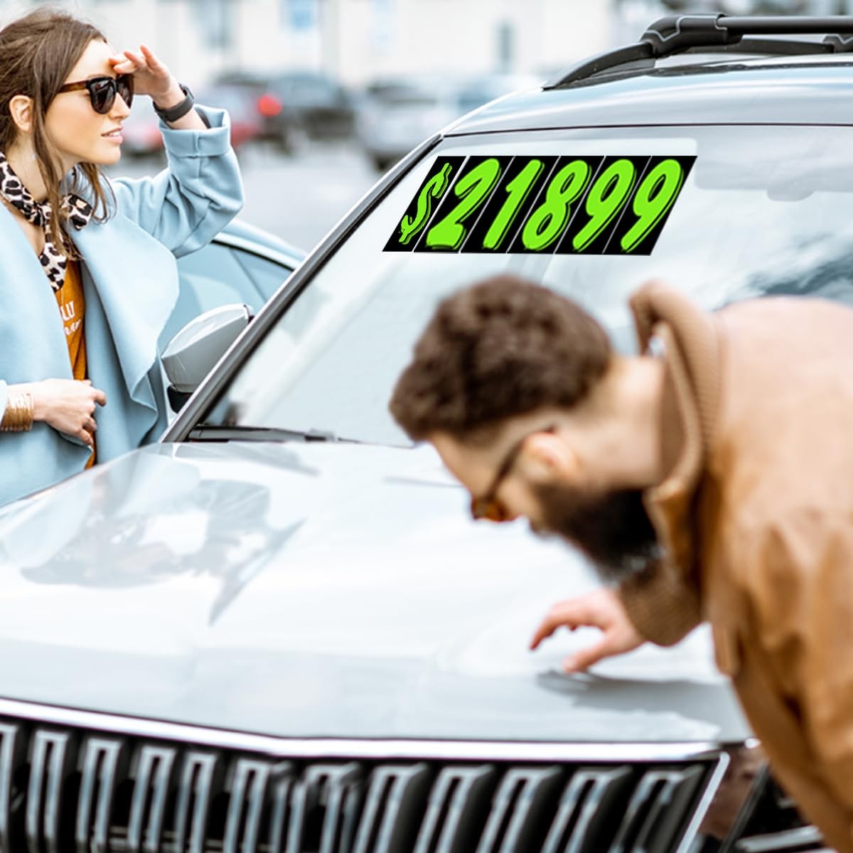 11 Dozen Windshield Pricing Stickers – Green Black Number Labels for Dealers