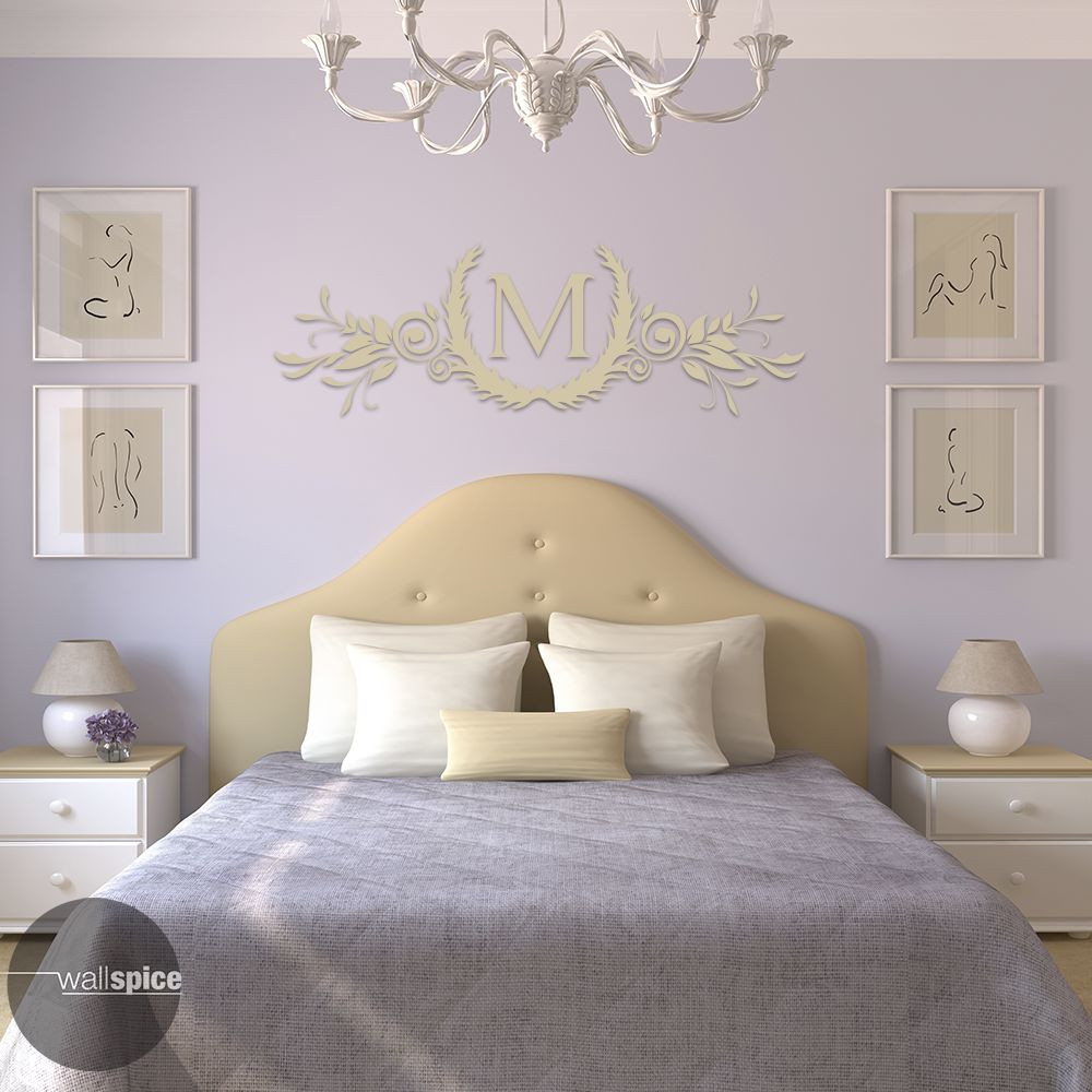 Single Letter Vine Monogram Vinyl Wall Decal Sticker