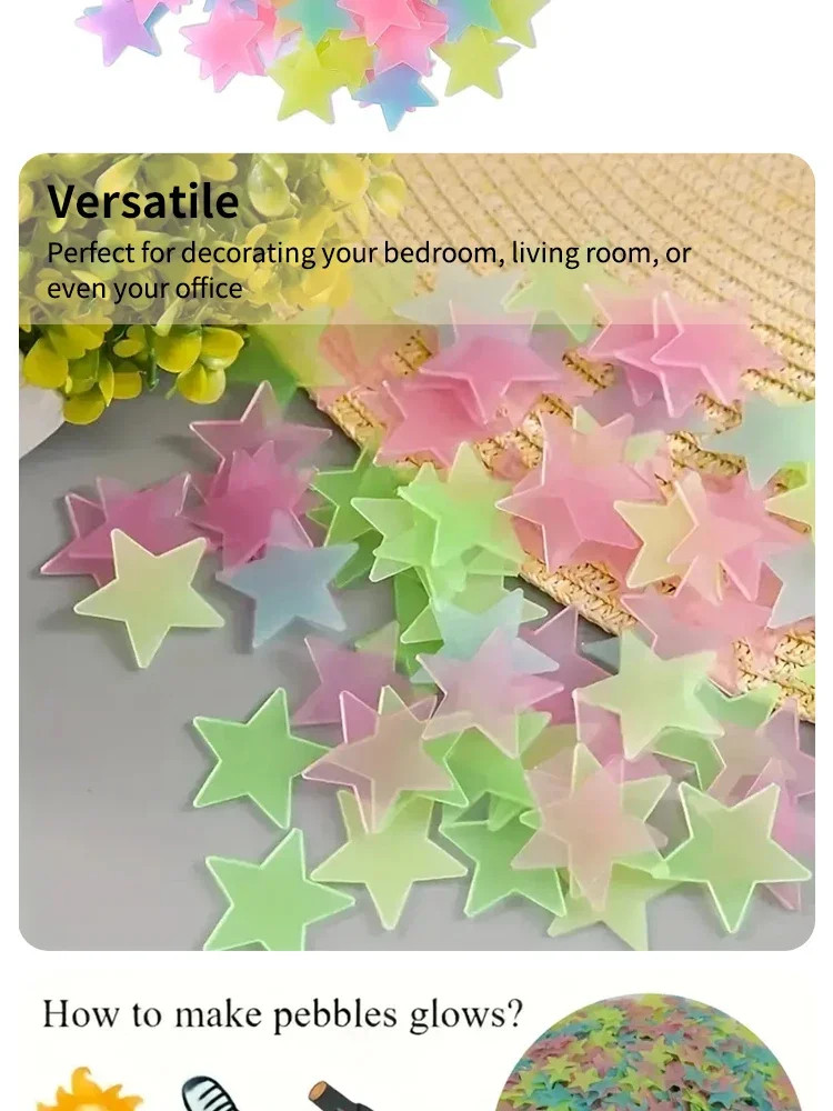 Multicolor 3D Glow in the Dark Star Wall Stickers 10 Pack Random Color Stars -US