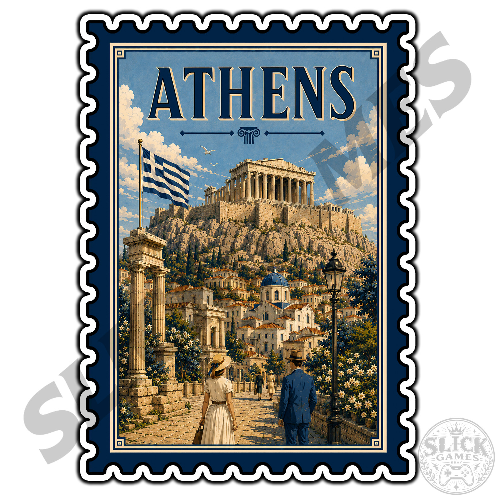 Athens Greece Travel Postage Stamp Sticker #1 Waterproof Vinyl Decal Die-Cut