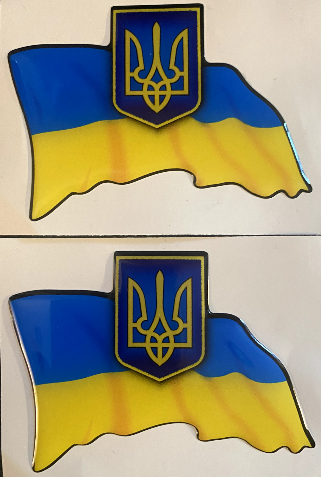 2X Glossy 3.5"x2.5" Ukraine Stickers Car Silicone Ukrainian Flag Decal