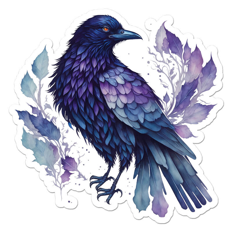 Crow Raven Purple, Vinyl Decal Sticker, Indoor Outdoor, 3 Sizes, #11207