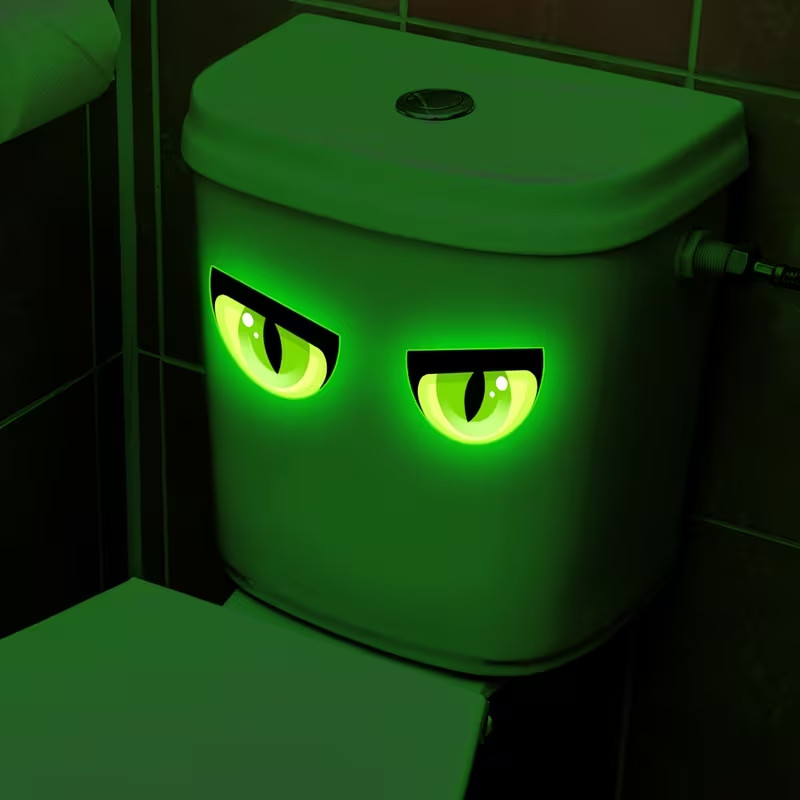 Glow-In-The-Dark Toilet Eyes Restroom Bathroom Washing Washer Sticker Decal