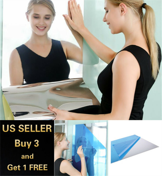 20" x 40" Self Adhesive Mirror Wall Sticker Reflective Film Paper Kitchen Decor