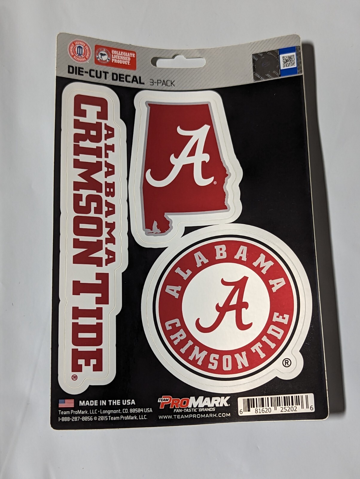 Alabama Crimson Tide 3-Pack Die-cut Decals Stickers Sheet Measures 5" x 7" New!