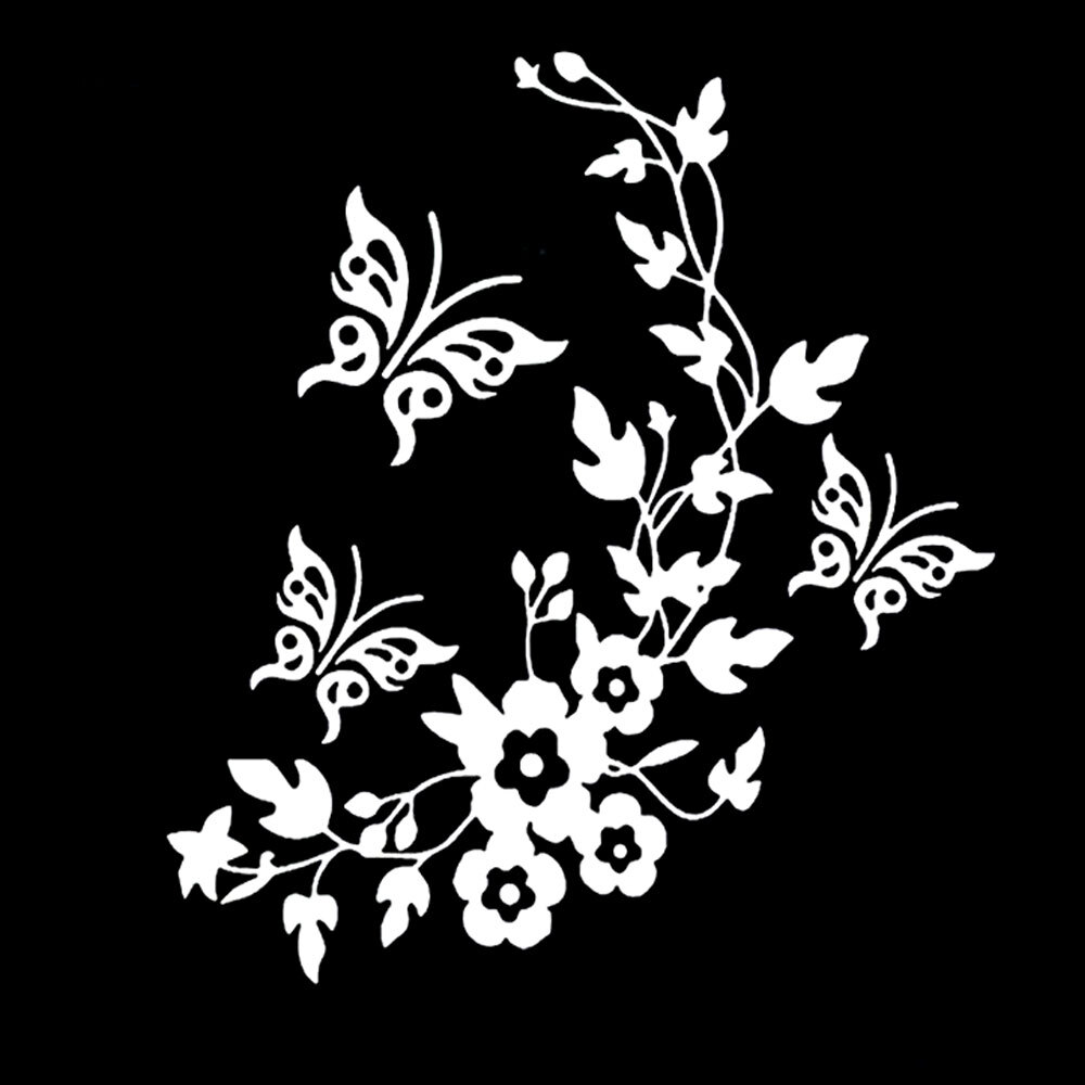 10" Floral Butterfly Indoor or Outdoor Vinyl Decal Car Window Wall Mirror Door