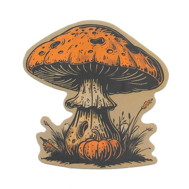 Mushroom Sticker Vinyl Die Cut Pumpkin Halloween Decal Journal Scrapbook Art